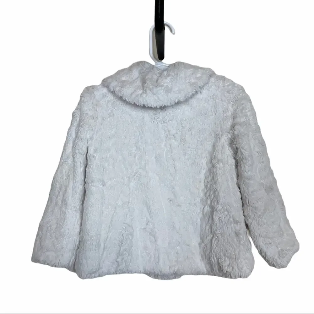 Old Navy Faux Fur Front Button Coat Ivory Size 2T